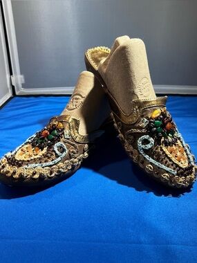 Amanda Moroccan lights slip on beaded mule shoes